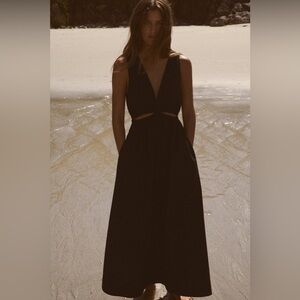 Zara black gabardine cut out dress size L